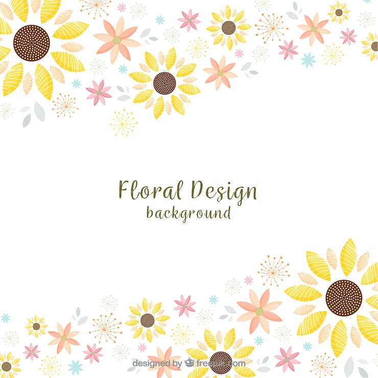 無料Vector 手描きのスタイルで花の背景