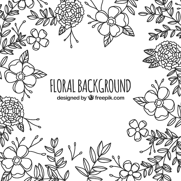 Floral background in hand drawn style