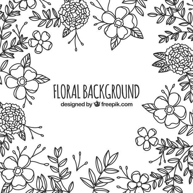 Floral background in hand drawn style