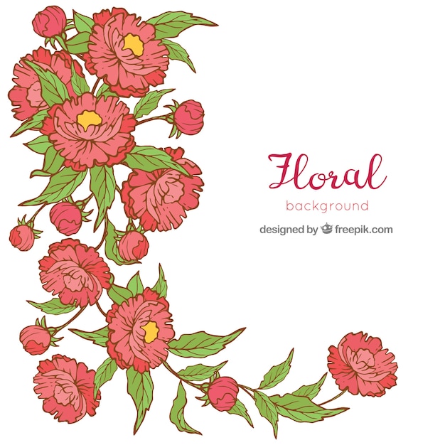 Free vector floral background in hand drawn style
