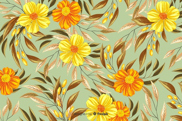 Free vector floral background hand painted