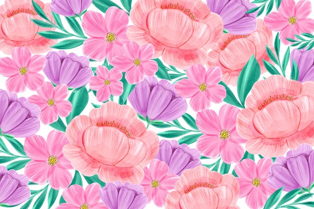 Floral background in pastel watercolor