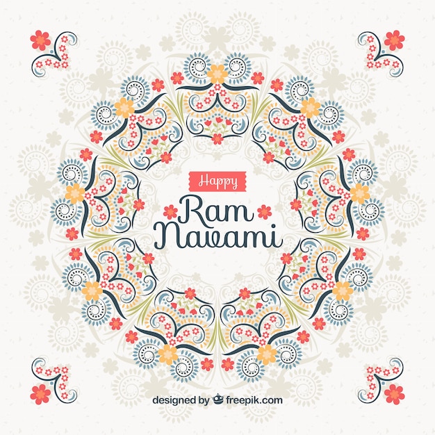 Free vector floral background for ram navami celebration