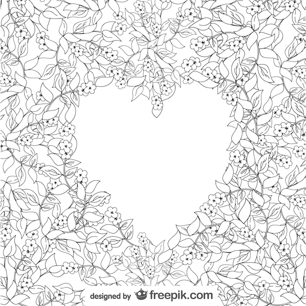 Floral background surrounding a white heart