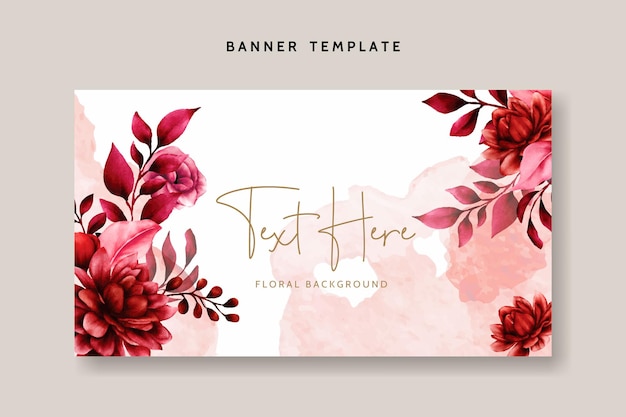 Free vector floral background template with beautiful maroon flower and leaves