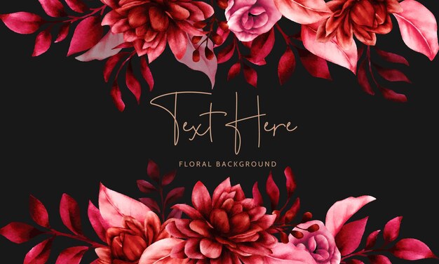 floral background template with beautiful maroon flower and leaves