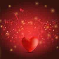 Бесплатное векторное изображение Цветочный фон с красным сердцем