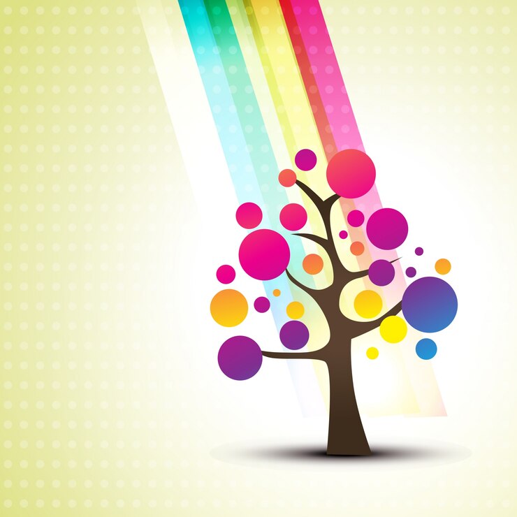Free Vector floral background with abstract colorful tree