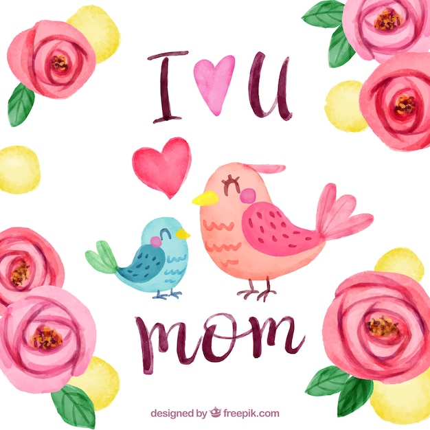 Цветочный фон с птицами на день матери