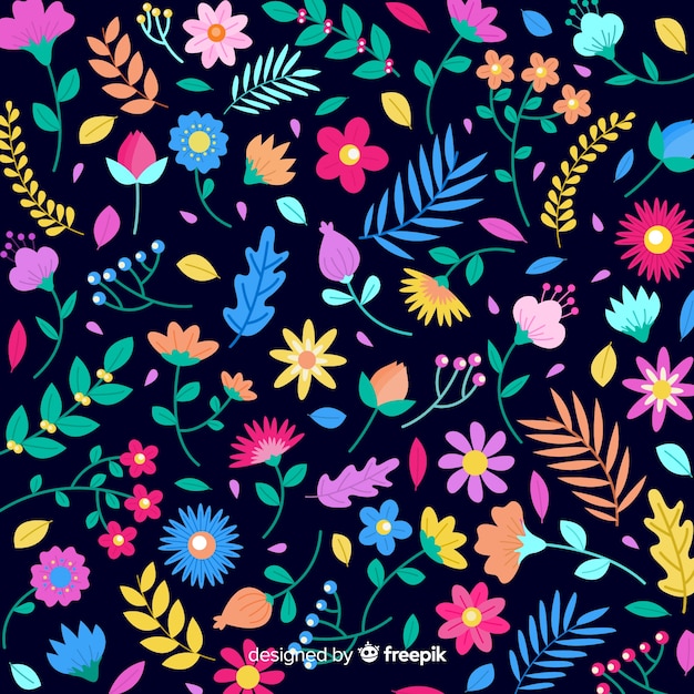 Floral background with colorful flowers