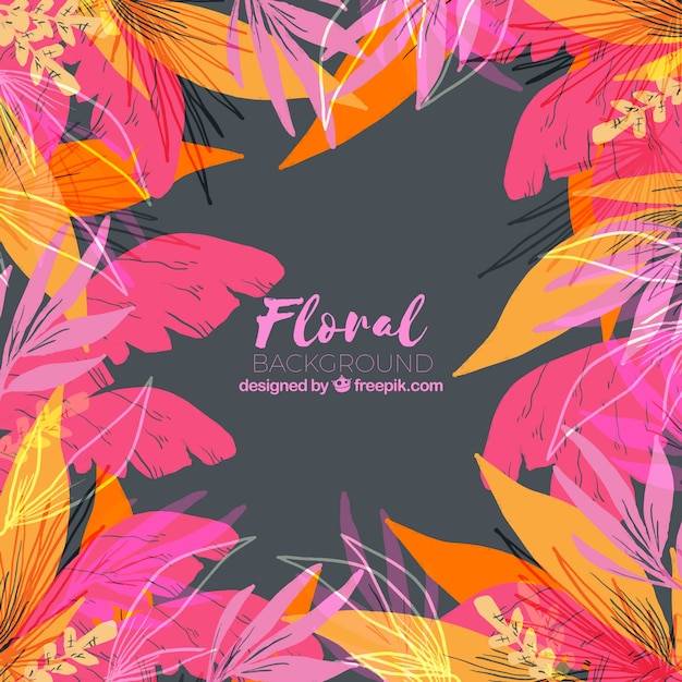 Free vector floral background with colorful leaves