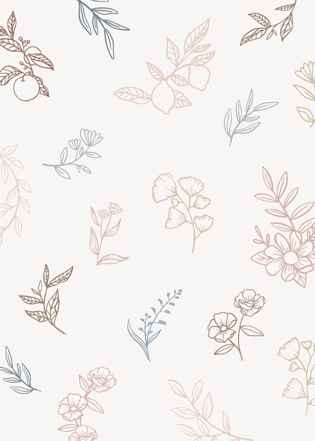 Free vector floral background with doodle plants