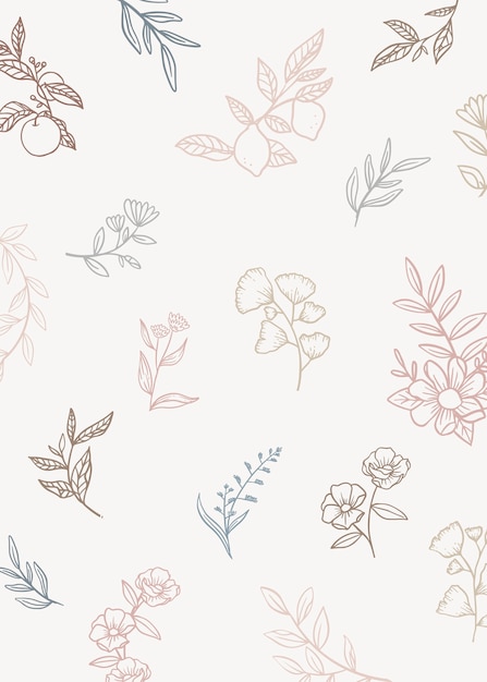 Floral background with doodle plants