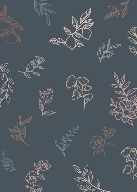 Floral background with doodle plants