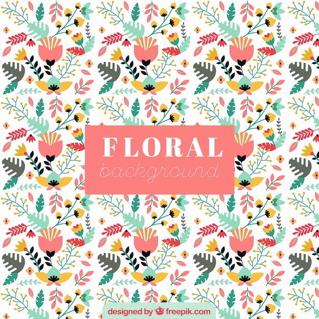 Free vector floral background with flat design