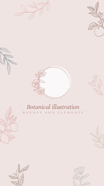 Free Vector Floral Background With Frame And Plants In Lineart Style