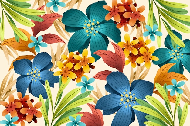 Free vector floral background with grain texture effect