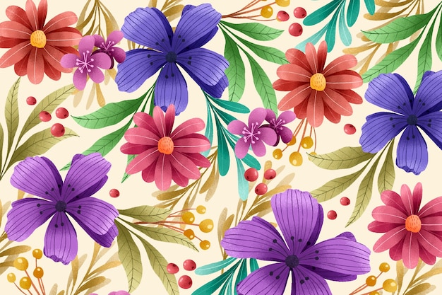 Floral background with grain texture effect