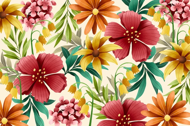 Floral background with grain texture effect