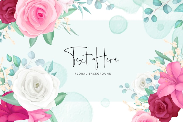 Floral background with hand drawn beautiful flower frame