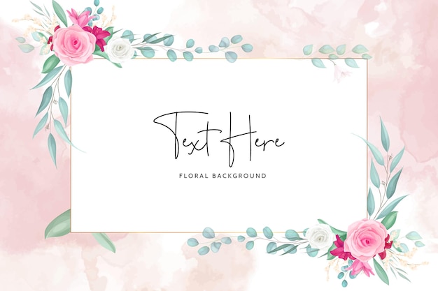 Floral background with hand drawn beautiful flower frame