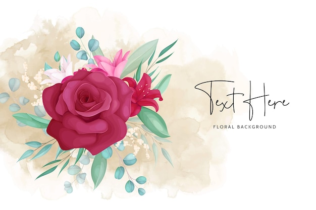 Free vector floral background with hand drawn beautiful flower frame