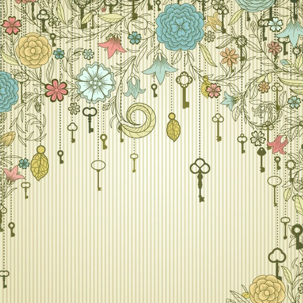 Floral background with keys