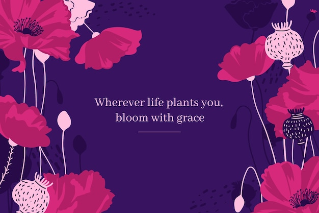 Floral background with quotes