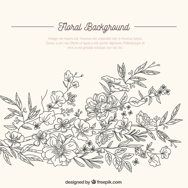 Floral background with sketchy style