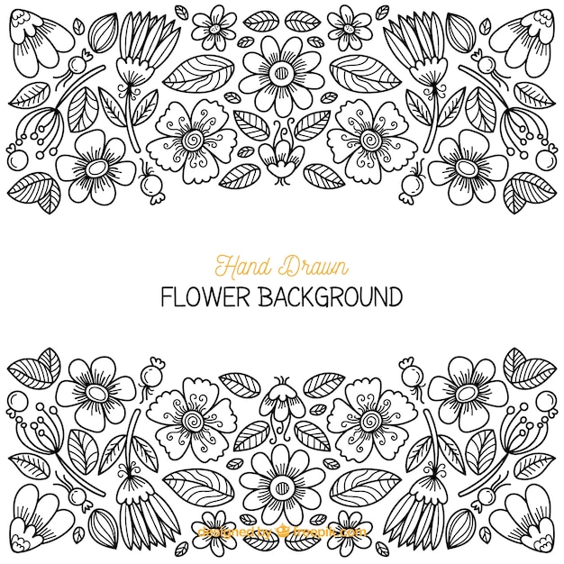 Floral background with sketchy style