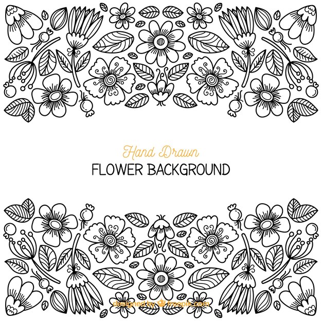 Floral background with sketchy style