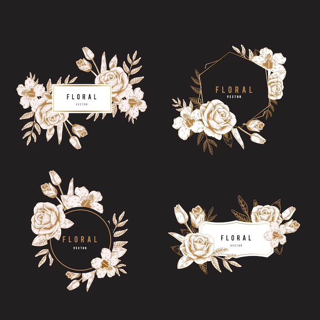 Free Vector Floral Badge Set – Download for Vector Templates