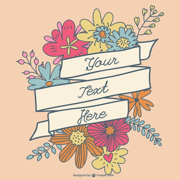 Free vector floral banner hand-drawn design