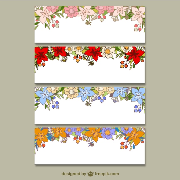 Vettore gratuito collezione floral banners