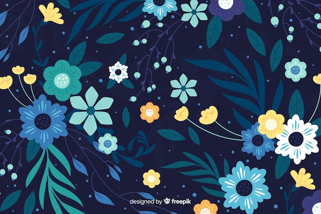 Floral beautiful background in flat design