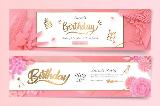 Free vector floral birthday banner template