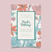 Free vector floral birthday card invitation template concept