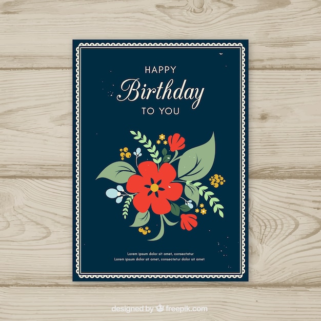 Free vector floral birthday card template