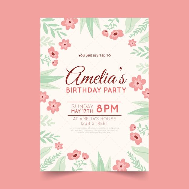 Free vector floral birthday card template