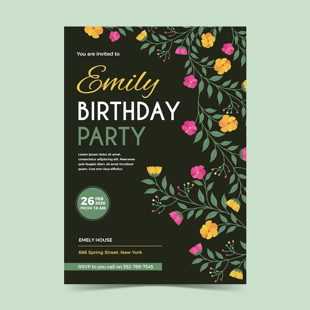 Free vector floral birthday card template