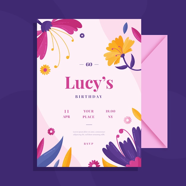 Free vector floral birthday card template