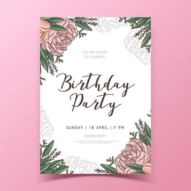 Free vector floral birthday card template