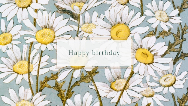 Floral birthday greeting template with daisy illustration