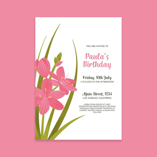 Floral birthday invitation template design