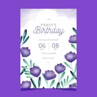 Free vector floral birthday invitation template design