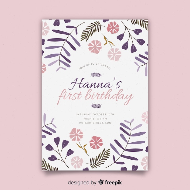 Floral birthday invitation template