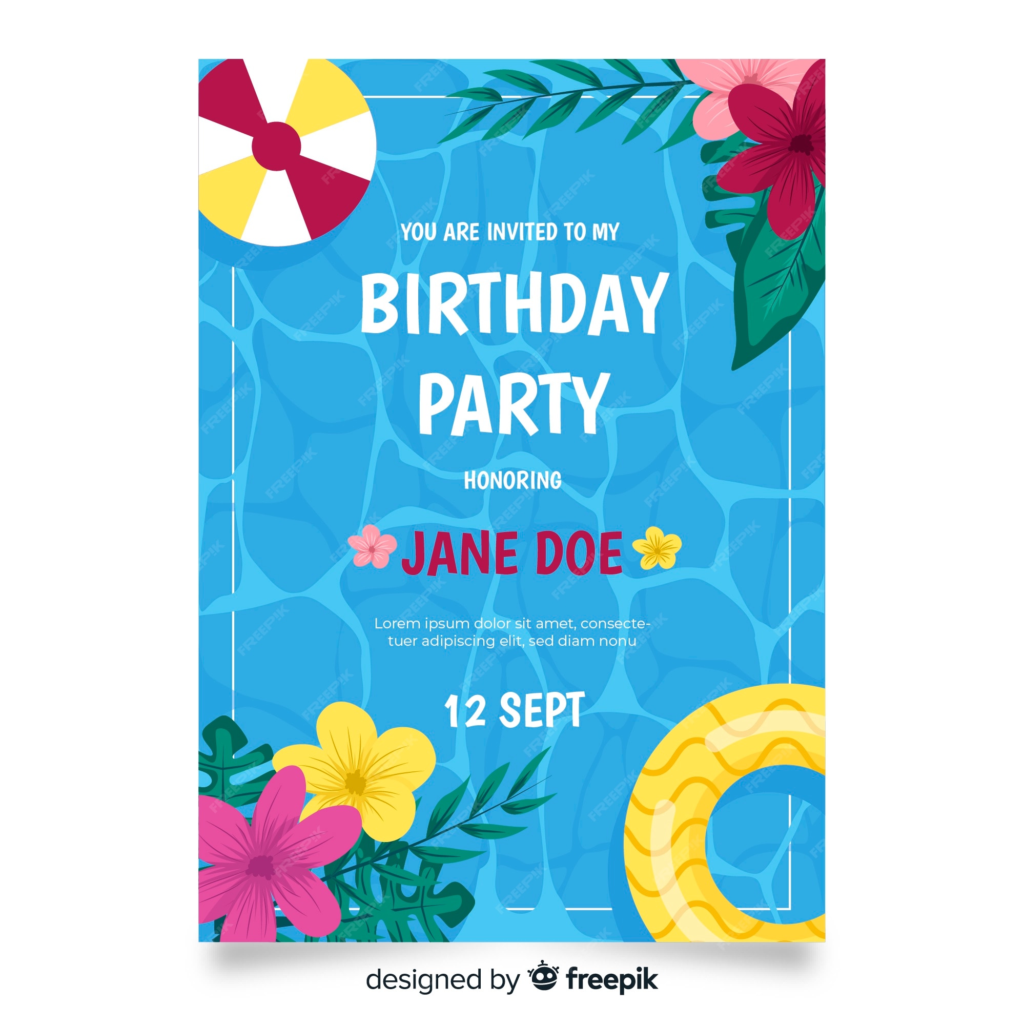 Pool Party Invitation Templates Free Download