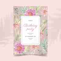 Free vector floral birthday invitation template