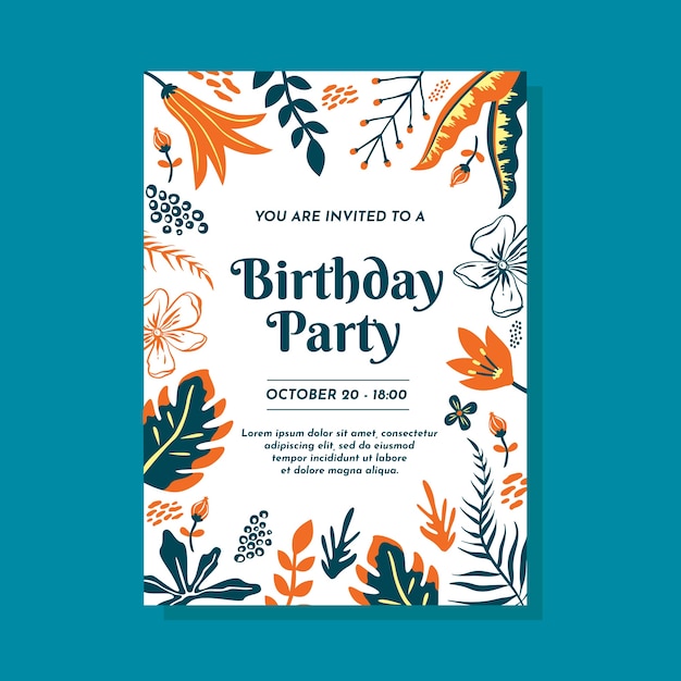 Floral birthday invitation template