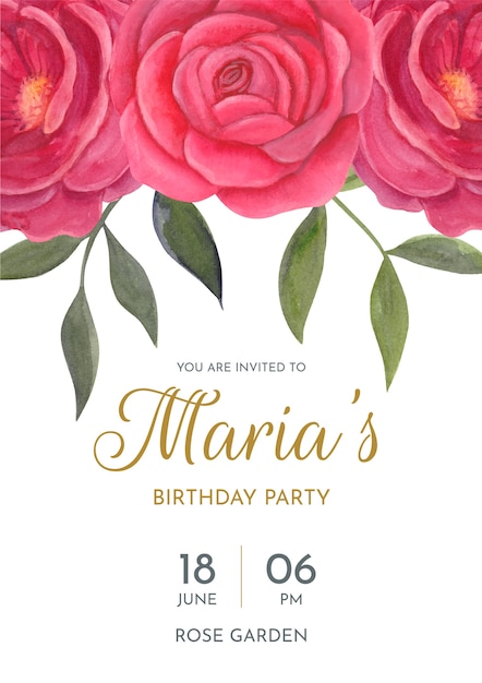 Floral birthday invitation template